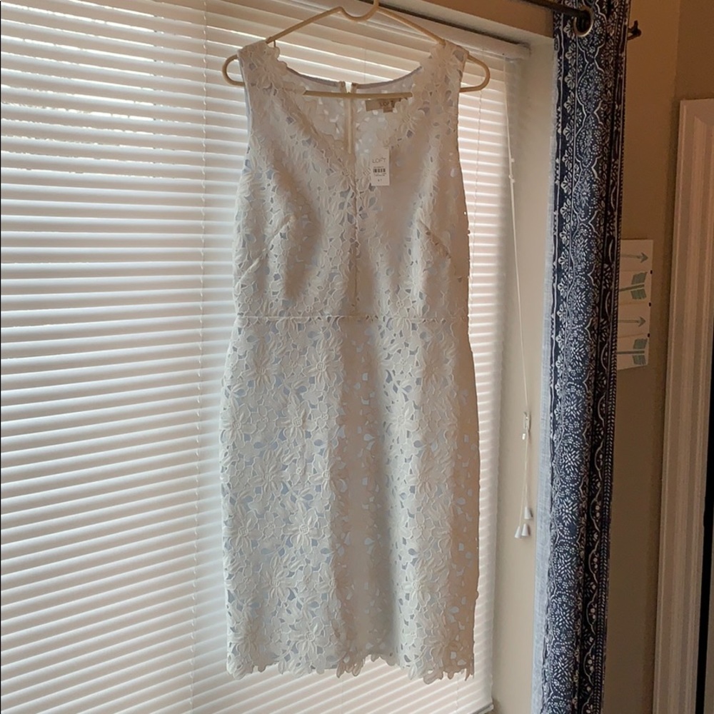 NWT Loft white lace dress